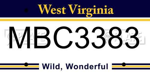 MBC3383 West Virginia License Plate
