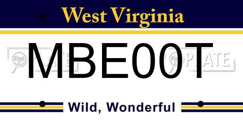 MBE00T West Virginia License Plate