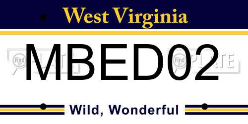 MBED02 West Virginia License Plate