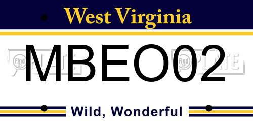 MBEO02 West Virginia License Plate