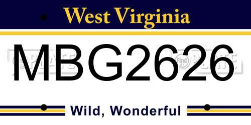 MBG2626 West Virginia License Plate