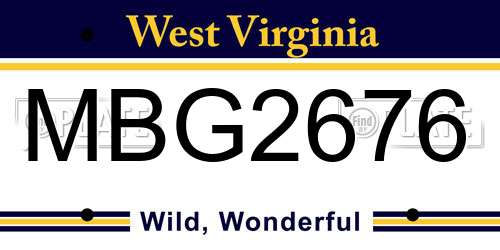 MBG2676 West Virginia License Plate