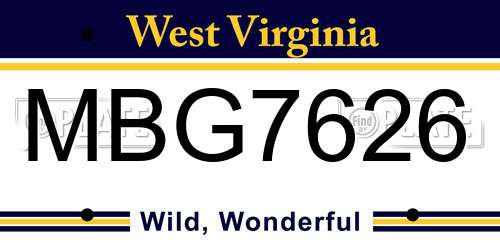 MBG7626 West Virginia License Plate
