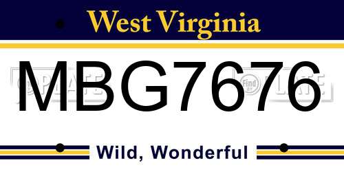 MBG7676 West Virginia License Plate