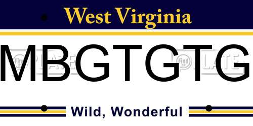 MBGTGTG West Virginia License Plate