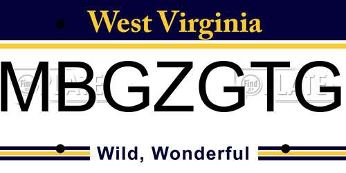 MBGZGTG West Virginia License Plate