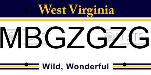 MBGZGZG West Virginia License Plate