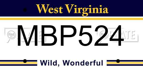MBP524 West Virginia License Plate
