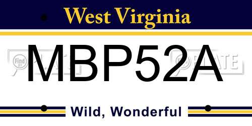 MBP52A West Virginia License Plate