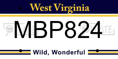 MBP824 West Virginia License Plate
