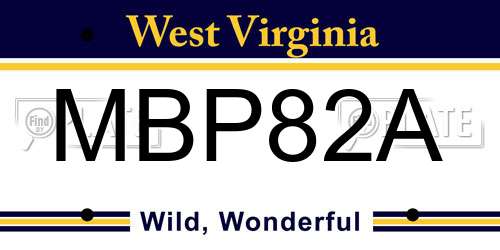 MBP82A West Virginia License Plate