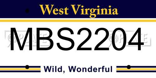 MBS2204 West Virginia License Plate