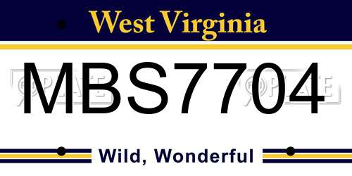MBS7704 West Virginia License Plate