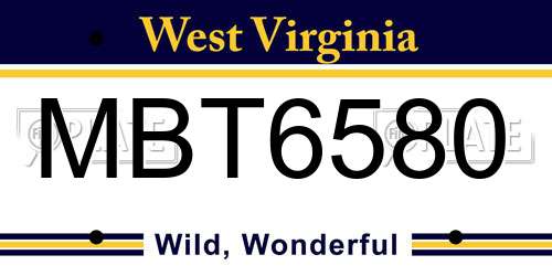 MBT6580 West Virginia License Plate