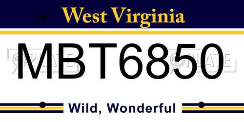 MBT6850 West Virginia License Plate