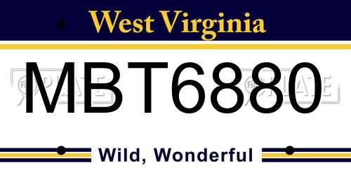 MBT6880 West Virginia License Plate