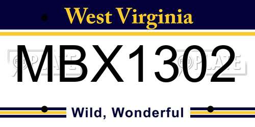 MBX1302 West Virginia License Plate
