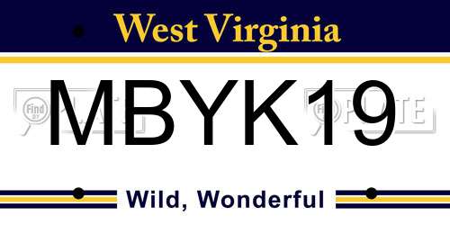 MBYK19 West Virginia License Plate