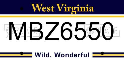 MBZ6550 West Virginia License Plate