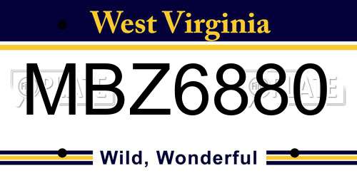 MBZ6880 West Virginia License Plate