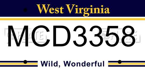 MCD3358 West Virginia License Plate