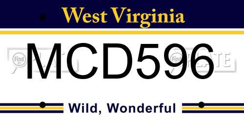 MCD596 West Virginia License Plate