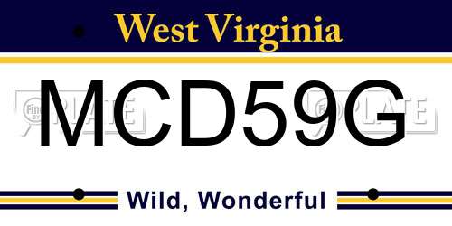 MCD59G West Virginia License Plate
