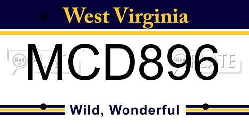 MCD896 West Virginia License Plate