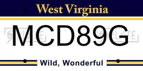 MCD89G West Virginia License Plate