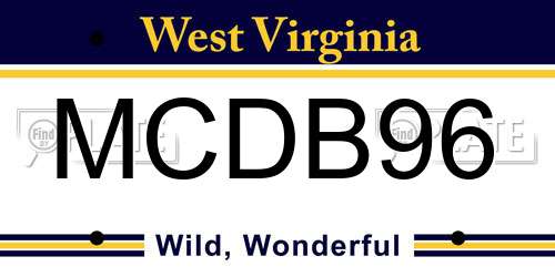 MCDB96 West Virginia License Plate