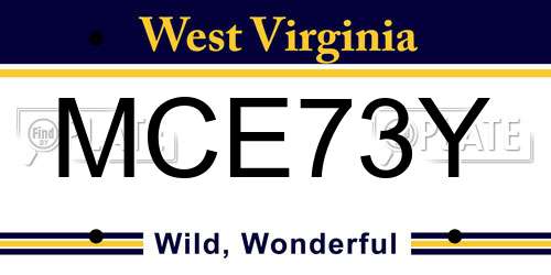MCE73Y West Virginia License Plate