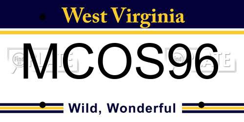 MCOS96 West Virginia License Plate