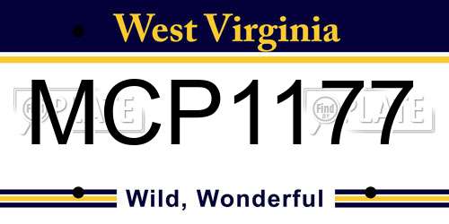 MCP1177 West Virginia License Plate