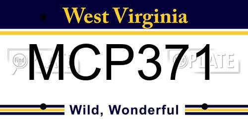 MCP371 West Virginia License Plate