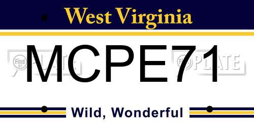 MCPE71 West Virginia License Plate