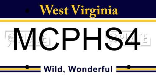 MCPHS4 West Virginia License Plate