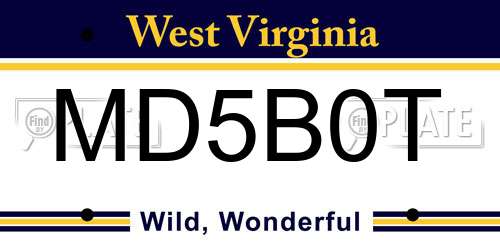 MD5B0T West Virginia License Plate