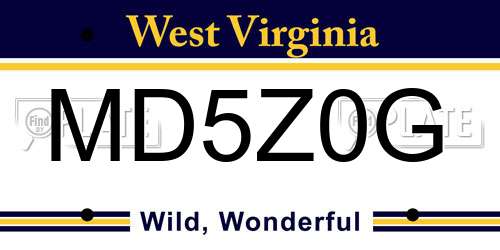 MD5Z0G West Virginia License Plate