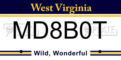 MD8B0T West Virginia License Plate