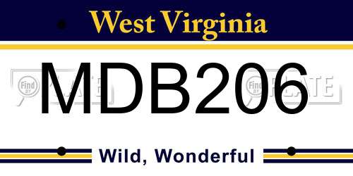 MDB206 West Virginia License Plate