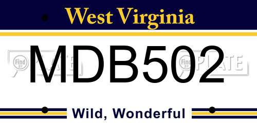 MDB502 West Virginia License Plate