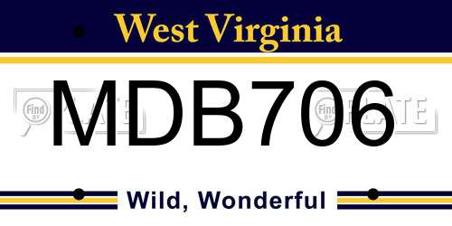 MDB706 West Virginia License Plate