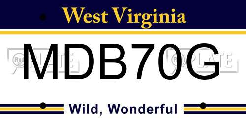 MDB70G West Virginia License Plate