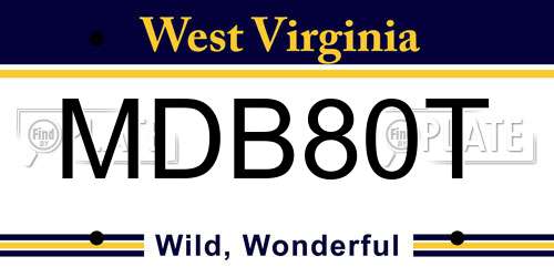 MDB80T West Virginia License Plate