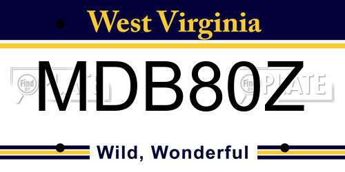 MDB80Z West Virginia License Plate