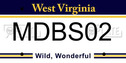 MDBS02 West Virginia License Plate