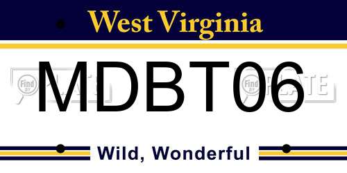 MDBT06 West Virginia License Plate