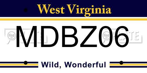 MDBZ06 West Virginia License Plate