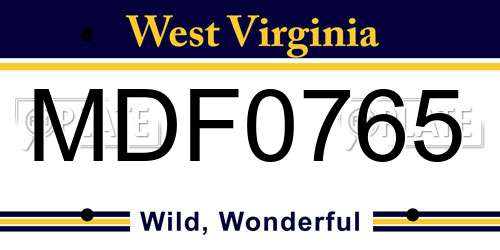 MDF0765 West Virginia License Plate