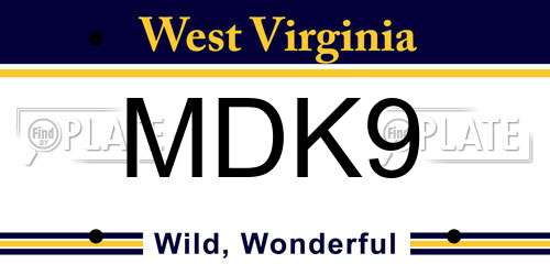 MDK9 West Virginia License Plate